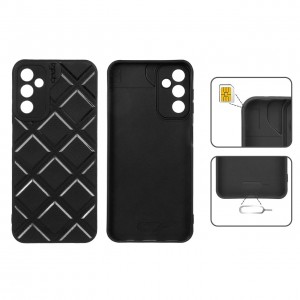 قاب گوشی مدل DiamondSafe F4 طرح لوزی با جای سیم‌کارت و سوزن مناسب گوشی‌های Samsung Galaxy A12 – رنگ مشکی
