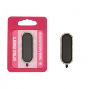 محافظ لنز دوربین Samsung Galaxy A26 / A36 / A56 مدل رینگی شیشه ای آلومینیومی نگین دار - طلایی