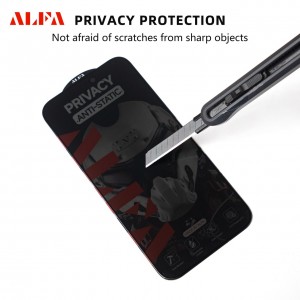 محافظ صفحه نمایش شیشه ای پرایوسی Apple Iphone 16 Pro Max برند آلفا مدل فول کاور آنتی استاتیک