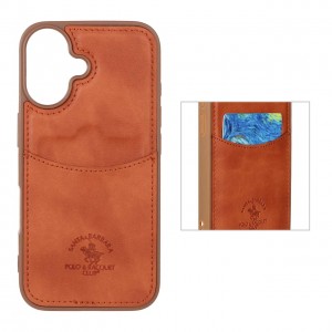 قاب جاکارتی دار Apple Iphone 16 مدل Royal Case با جنس چرمی دوخت دار - رنگ قهوه ای