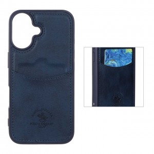 قاب جاکارتی دار Apple Iphone 16 مدل Royal Case با جنس چرمی دوخت دار - رنگ قهوه ای