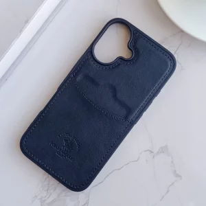 قاب جاکارتی دار Apple Iphone 16 مدل Royal Case با جنس چرمی دوخت دار - رنگ سرمه ای