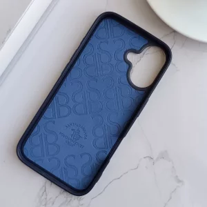 قاب جاکارتی دار Apple Iphone 16 مدل Royal Case با جنس چرمی دوخت دار - رنگ سرمه ای