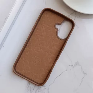 قاب جاکارتی دار Apple Iphone 16 مدل Royal Case با جنس چرمی دوخت دار - رنگ قهوه ای