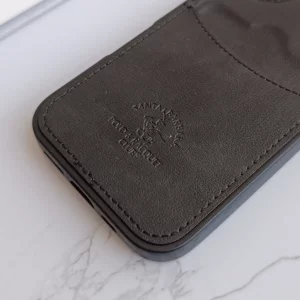 قاب جاکارتی دار Apple Iphone 16 مدل Royal Case با جنس چرمی دوخت دار - رنگ مشکی