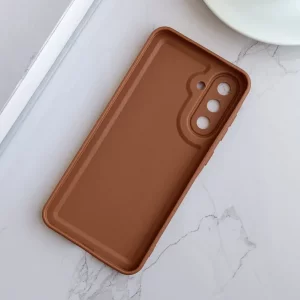 قاب  Puffy Texture  ساده لوگودار مناسب گوشی‌ سامسونگ Galaxy A56 / A36 – رنگ قهوه ای