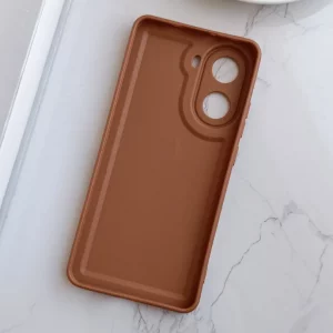 قاب  Puffy Texture  ساده لوگودار مناسب گوشی‌ شیائومی Poco X7 Pro – رنگ قهوه ای