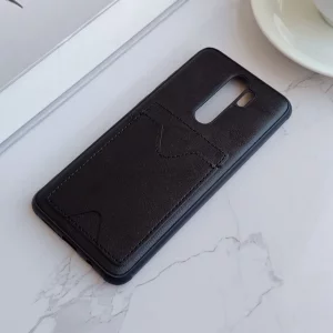 قاب جاکارتی دار شیائومی Redmi Note 8 Pro مدل محافظ لنز دار با چرم دوخت دار - رنگ مشکی