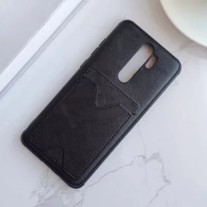 قاب جاکارتی دار شیائومی Redmi Note 8 Pro مدل محافظ لنز دار با چرم دوخت دار - رنگ مشکی