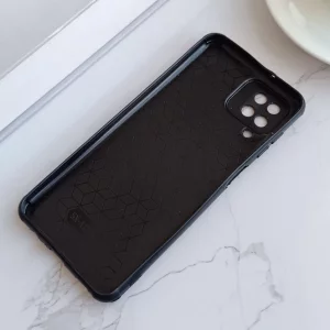 قاب جاکارتی دار Samsung Galaxy A12/ M12 مدل محافظ لنز دار با چرم دوخت دار - رنگ مشکی