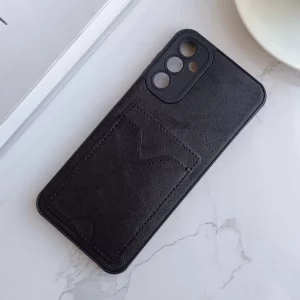 قاب جاکارتی دار Samsung Galaxy A36 مدل محافظ لنز دار با چرم دوخت دار - رنگ مشکی