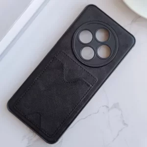 قاب جاکارتی دار پوکو  Xiaomi Redmi 14C مدل محافظ لنز دار با چرم دوخت دار - رنگ مشکی