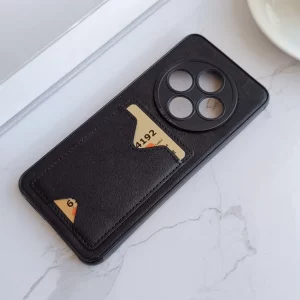 قاب جاکارتی دار پوکو  Xiaomi Redmi 14C مدل محافظ لنز دار با چرم دوخت دار - رنگ مشکی