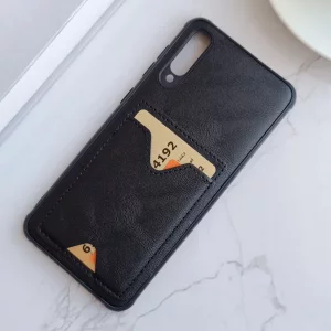 قاب جاکارتی دار Samsung Galaxy A50/A50s/A30s مدل محافظ لنز دار با چرم دوخت دار - رنگ مشکی