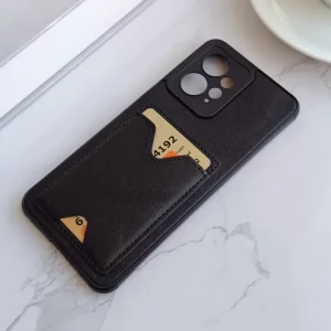 قاب جاکارتی دار پوکو  Xiaomi Redmi Note 12 4G مدل محافظ لنز دار با چرم دوخت دار - رنگ مشکی