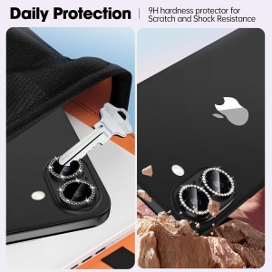 محافظ لنز دوربین Xiaomi Redmi Note 14 Pro 4G / Redmi Note 14 Pro 5G / Redmi Note 14 Pro Plus / Poco X7 مدل رینگی شیشه ای آلومینیومی نگین دار - طلایی