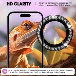 محافظ لنز دوربین Xiaomi Redmi Note 14 Pro 4G / Redmi Note 14 Pro 5G / Redmi Note 14 Pro Plus / Poco X7 مدل رینگی شیشه ای آلومینیومی نگین دار - طلایی