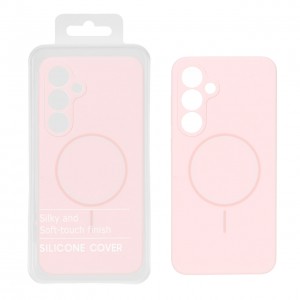 قاب سیلیکونی مگسیف Galaxy S24 FE پاک کنی اورجینال درجه یک - صورتی روشن