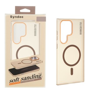 قاب اورجینال Syndee پشت مات MagSafe مدل Samsung Galaxy S24 Ultra - قهوه ای (پک دار)