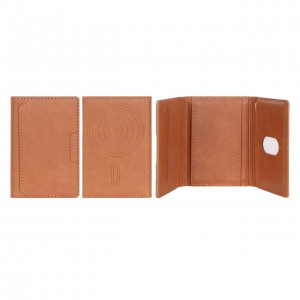 جاکارتی چرمی مگنتی MagSafe دوخت دار درجه یک - عسلی