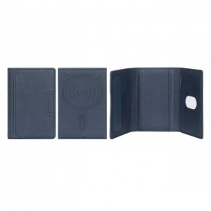 جاکارتی چرمی مگنتی MagSafe دوخت دار درجه یک - سرمه ای