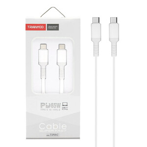 کابل شارژ PD و فست TRANYOO Type-C to Type-C مدل T-P19C - سفید