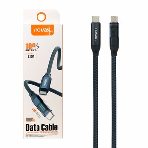 کابل شارژ فست Novax Type-C to Type-C مدل L101 100W - سرمه ای