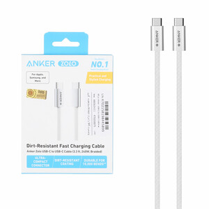 کابل شارژ فست ANKER Type-C to Type-C مدل A8060H21 240W - سفید (گارانتی 18ماهه حافظه طلایی ایستا)