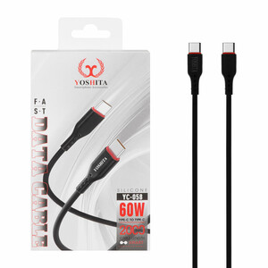 کابل شارژ فست 2 متری Yoshita Type-C To Type-C مدل YC-058 60W - مشکی - MMS