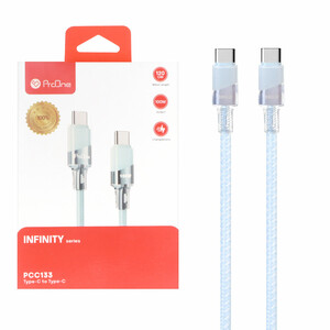 کابل شارژ 1.2 متری PD و فست ProOne Type-C to Type-C مدل PCC133 100W - آبی
