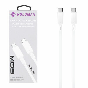 کابل شارژ فست Koluman Type-C to Type-C مدل KD-06 60W - سفید (گارانتی یکساله PMC)