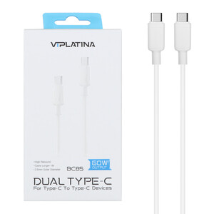 کابل شارژ فست VIPLATINA Type-C To Type-C مدل BC85 60W - سفید