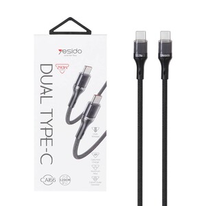 کابل شارژ 1.2 متری PD و فست Yesido Type-C To Type-C مدل CA166 240W - مشکی