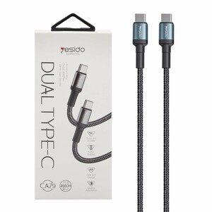 کابل شارژ فست 2 متری yesido Type-C To Type-C-CA79 - مشکی