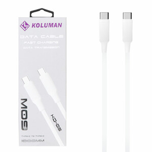 کابل شارژ فست Koluman Type-C to Type-C مدل KD-05 60W - سفید (گارانتی یکساله PMC)