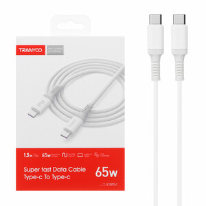 کابل شارژ PD و فست 1.5 متری TRANYOO Type-C To Type-C مدل T-X20PD C - سفید NEW