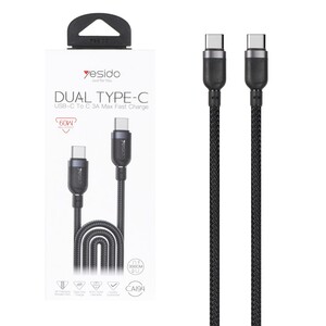 کابل شارژ فست 3 متری Yesido Type-C To Type-C مدل CA194 60W - مشکی
