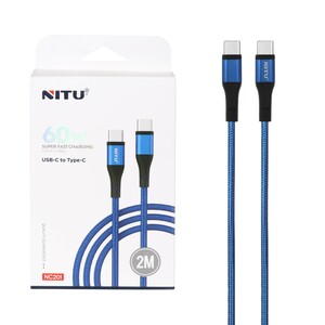 کابل شارژ سوپر فست 2 متری NITU Type-C to Type-C مدل NC201 - آبی