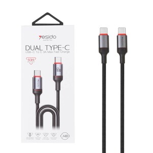 کابل شارژ 2 متری فست Yesido Type-C To Type-C مدل CA183 60W - مشکی