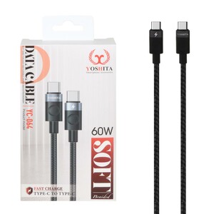 کابل شارژ فست Yoshita Type-C To Type-C مدل YC-064 60W - مشکی - MMS