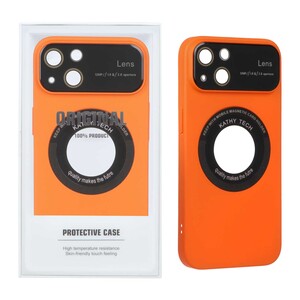 قاب اورجینال Kathy Tech محافظ لنز شیشه ای Magsafe کلاسیک Apple iPhone 13 / iPhone 14 - نارنجی (پک دار)