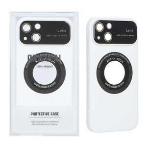 قاب اورجینال Kathy Tech محافظ لنز شیشه ای Magsafe کلاسیک Apple iPhone 13 / iPhone 14 - سفید (پک دار)