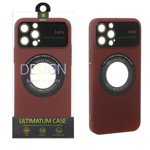 قاب اورجینال Kathy Tech محافظ لنز شیشه ای Magsafe کلاسیک Apple iPhone 12 Pro - عنابی (پک دار)