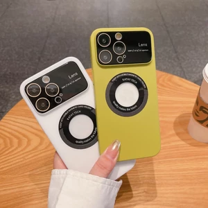 قاب اورجینال Kathy Tech محافظ لنز شیشه ای Magsafe کلاسیک Apple iPhone 13 / iPhone 14 - عنابی (پک دار)