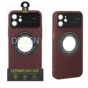 قاب اورجینال Kathy Tech محافظ لنز شیشه ای Magsafe کلاسیک Apple iPhone 12 - عنابی (پک دار)