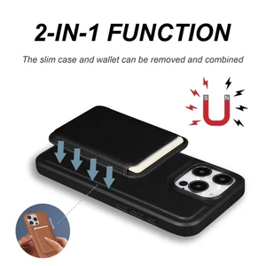 قاب اورجینال HDD چرمی Magsafe با ست جاکارتی مگنتی Samsung Galaxy S25 Edge - خاکستری (پک دار)