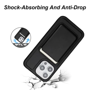 قاب اورجینال HDD چرمی Magsafe با ست جاکارتی مگنتی Apple iPhone 16 - مشکی (پک دار) - MPS