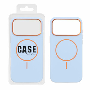 قاب سیلیکونی پاک کنی اورجینال درجه یک MagSafe لنز فلزی Apple iPhone 17 Pro Max - آبی روشن (پک دار) - MPS