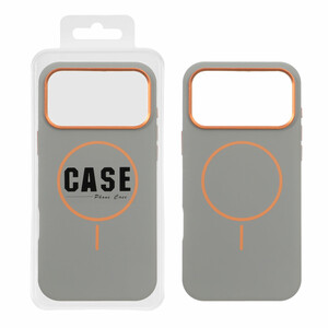 قاب سیلیکونی پاک کنی اورجینال درجه یک MagSafe لنز فلزی Apple iPhone 17 Pro Max - طوسی (پک دار) - MPS