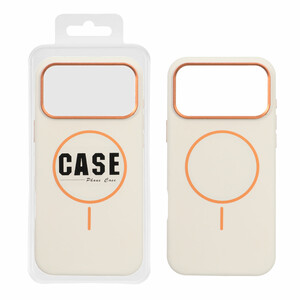 قاب سیلیکونی پاک کنی اورجینال درجه یک MagSafe لنز فلزی Apple iPhone 17 Pro Max - کرم (پک دار) - MPS